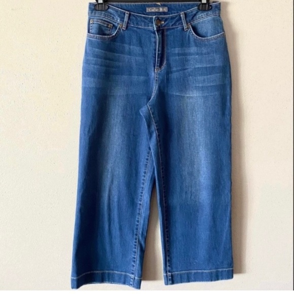 Garnet Hill Wide Leg High Waist Organic
Cotton Crop Denim Blue Jeans Size 29 - Picture 15 of 16